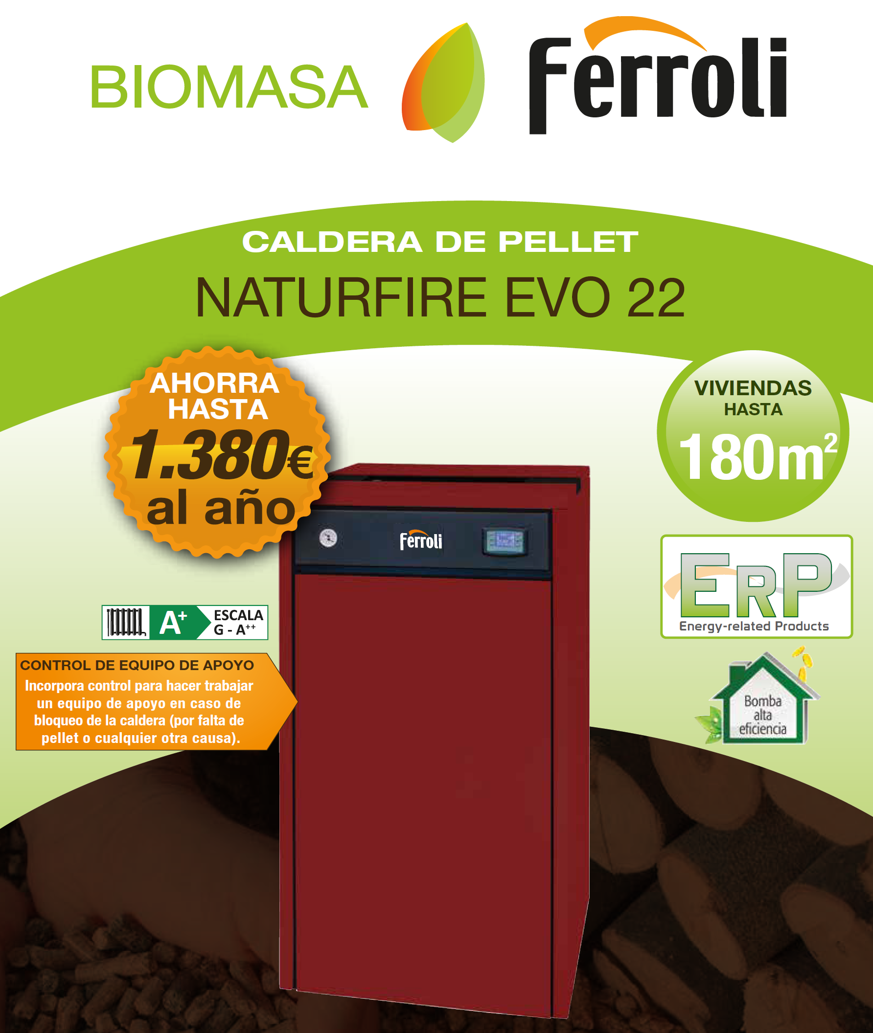 Caldera Pellets FERROLI NATURFIRE EVO 22